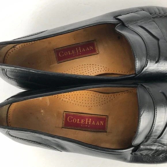COLE HAAN City Leather Penny Loafers Men's 13 M Black Dress Shoes Slip On 08420